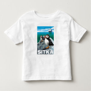 Puffins & Cruise Ship - Sitka, Alaska Toddler T-Shirt