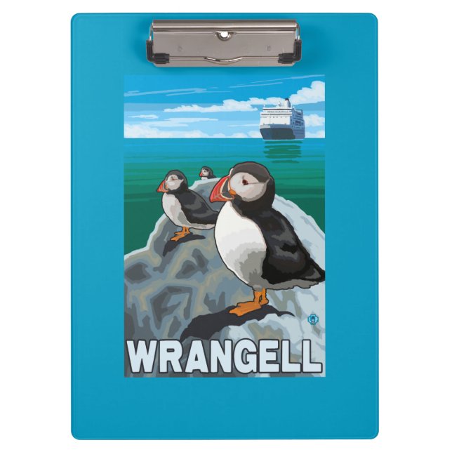 Puffins & Cruise Ship - Wrangell, Alaska Clipboard (Front)