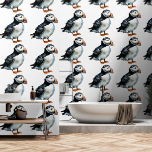 Puffins Design Vinyl Wallpaper
