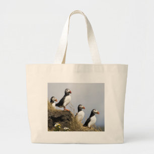 Puffins Large Tote Bag