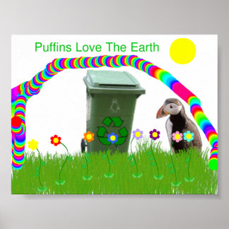 Puffins Love The Earth Poster