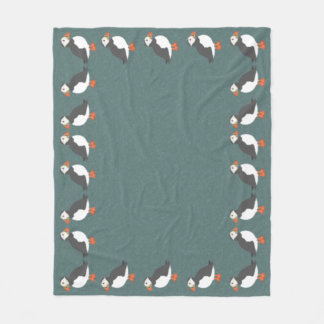 Puffins Medium Fleece Blanket (Front)