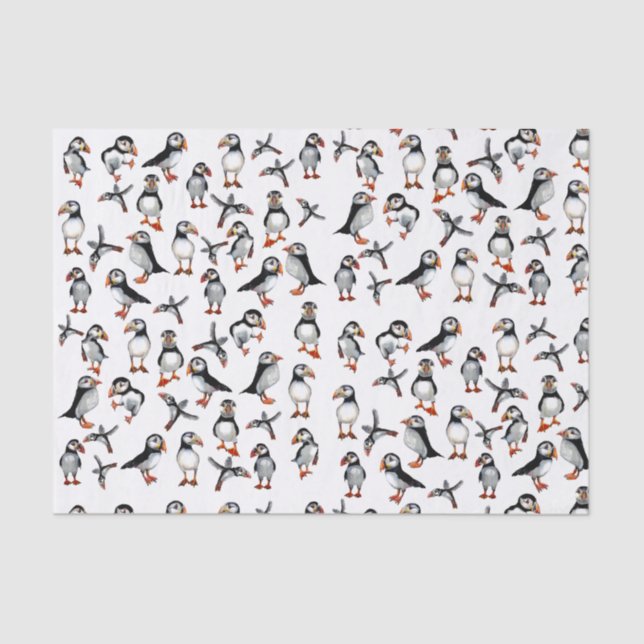 Puffins pattern tissue paper (Front)