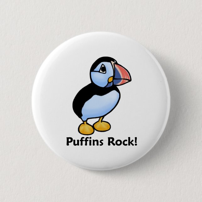 Puffins Rock! 6 Cm Round Badge (Front)