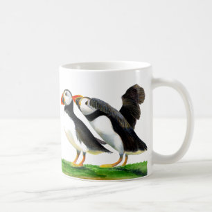 Puffins Seabirds in Watercolour Paints Artwork Coffee Mug