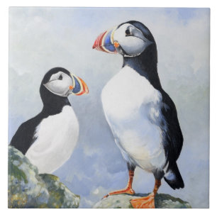 Puffins Tile/Trivet Ceramic Tile