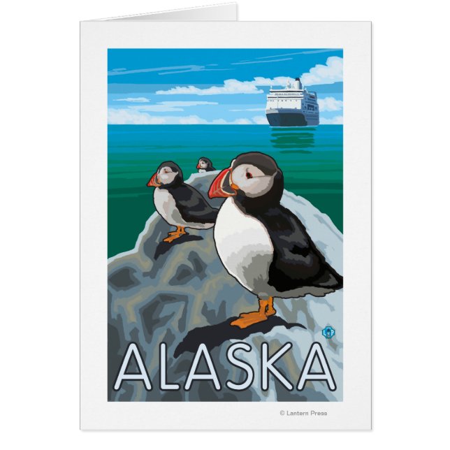 Puffins watching a Cruise Ship (Front)