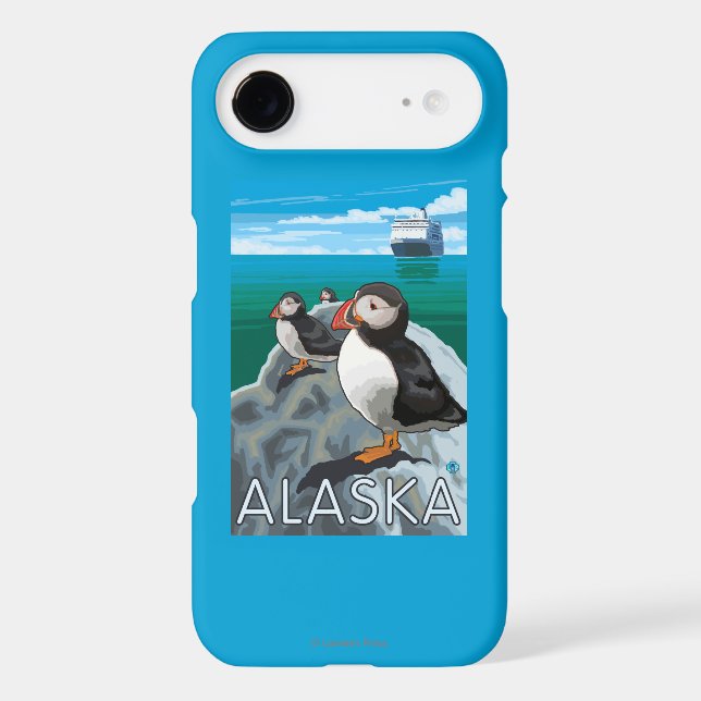 Puffins watching a Cruise Ship Case-Mate iPhone Case (Back)