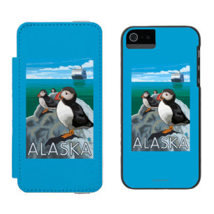 Puffins watching a Cruise Ship Incipio Watson™ iPhone 5 Wallet Case