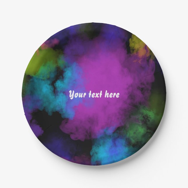 Puffs of Colour Makeup Beauty Chic Glamour Party Paper Plate (Front)