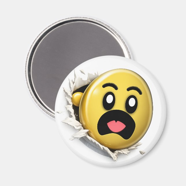 Puffy 3D Emoji Round Magnet (Front/Back)