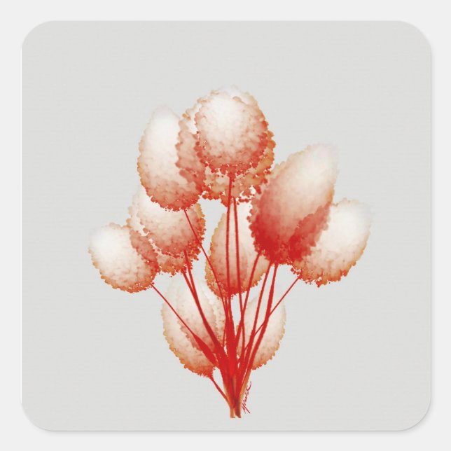 Puffy Blooms Square Sticker (Front)