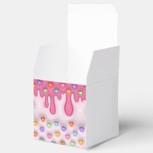 Puffy Cake Frosting Dripping Hearts Favour Box