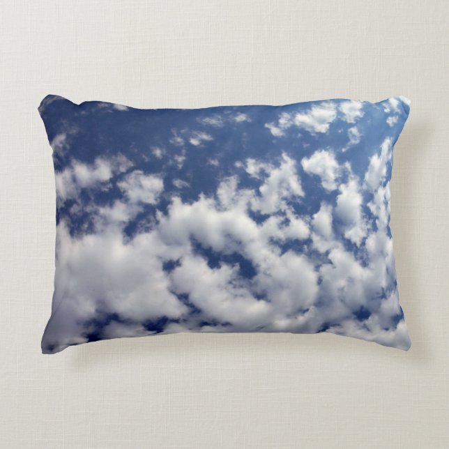 Puffy Clouds On Blue Sky Decorative Cushion (Front)