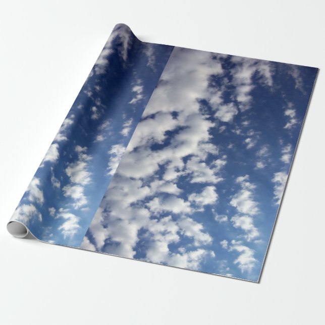 Puffy Clouds On Blue Sky gift wrap (Unrolled)