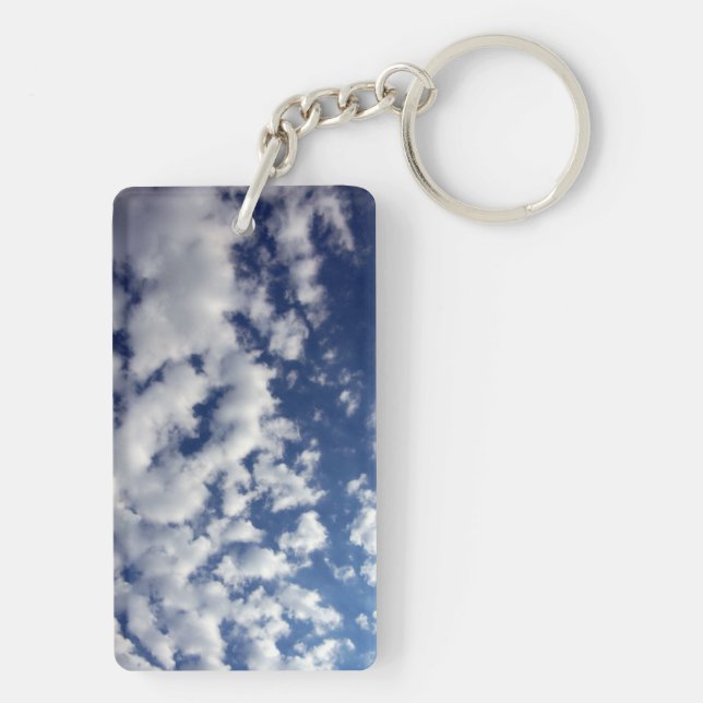 Puffy Clouds On Blue Sky Key Ring (Back)