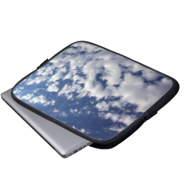 Puffy Clouds On Blue Sky Laptop Sleeve (Front Bottom)
