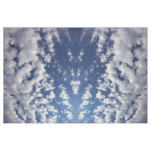 Puffy Clouds On Blue Sky Photo Fabric