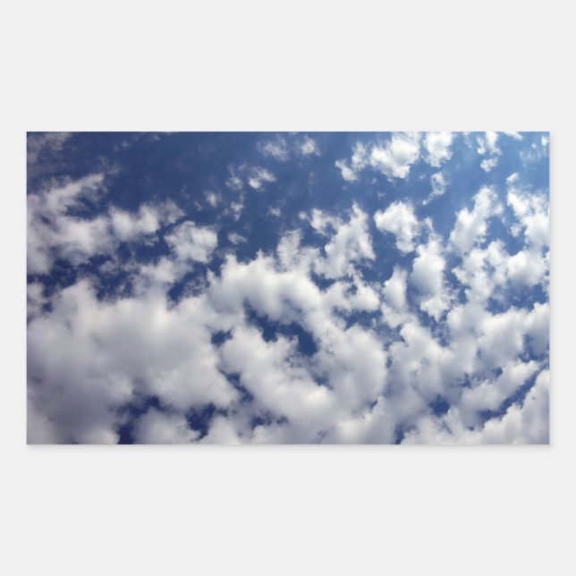 Puffy Clouds On Blue Sky Rectangular Sticker (Front)