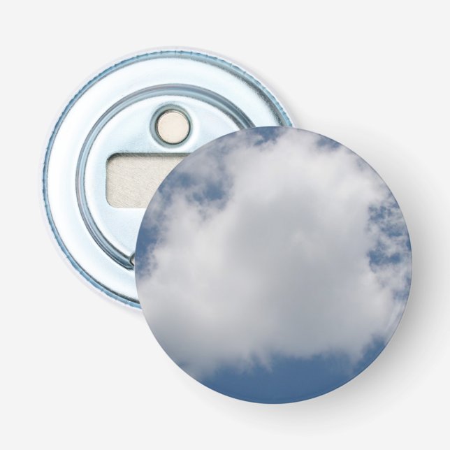 Puffy Cumulus Clouds in Blue Sky Bottle Opener (Front)