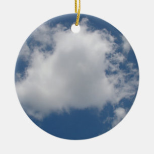 Puffy Cumulus Clouds in Blue Sky Ceramic Ornament