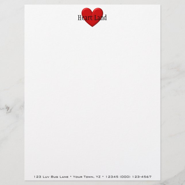 Puffy Heart Personalized Letterhead (Front)