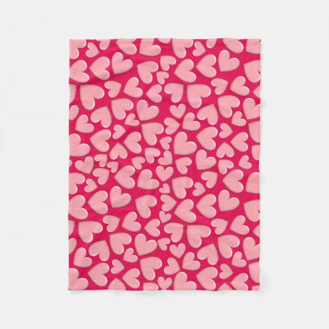 Puffy Hearts Fleece Blanket (Front)