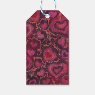 Puffy hearts, romantic love, pink red & burgundy gift tags