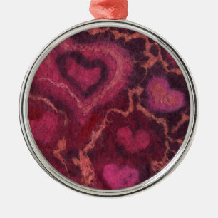 Puffy hearts romantic love pink red valentines day metal ornament