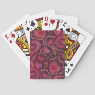 Puffy hearts romantic love pink red valentines day playing cards