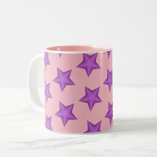 Puffy Purple Stars Two-Tone Coffee Mug