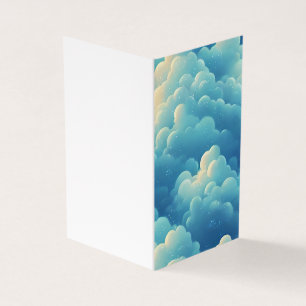 Puffy Sea Clouds Cartoon Background Business Card