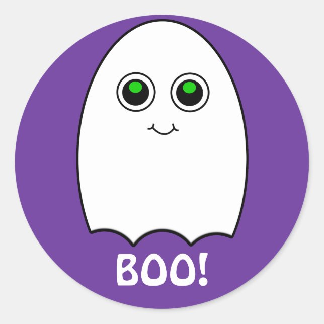 Puffy Toon Ghost Boo Halloween Sticker (Front)