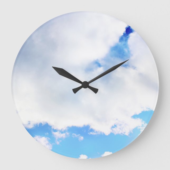 Puffy White Clouds and Blue Sky Large Clock (Front)
