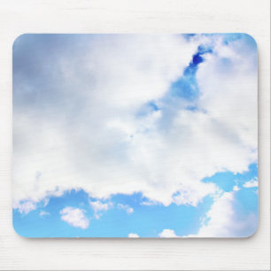Puffy White Clouds and Blue Sky Mouse Pad