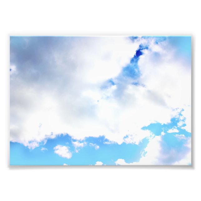 Puffy White Clouds and Blue Sky Photo Print (Front)