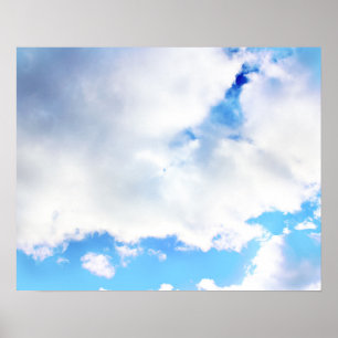 Puffy White Clouds and Blue Sky Poster