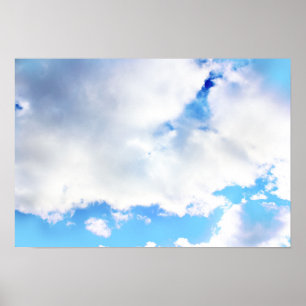 Puffy White Clouds and Blue Sky Poster