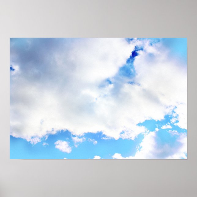 Puffy White Clouds and Blue Sky Poster (Front)