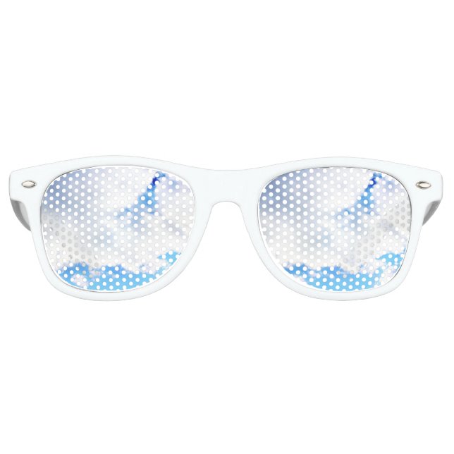 Puffy White Clouds and Blue Sky Retro Sunglasses (Front)