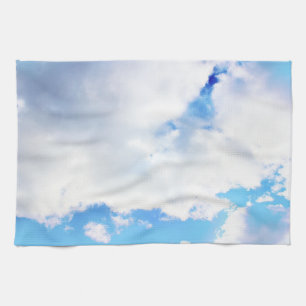 Puffy White Clouds and Blue Sky Tea Towel