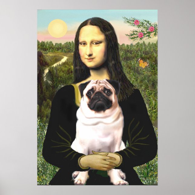 Pug 3 (fawn) - Mona Lisa Poster (Front)