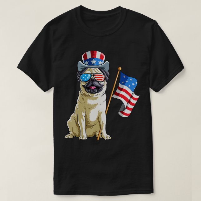 Pug 4th of July Funny Gift T-Shirt (Design Front)