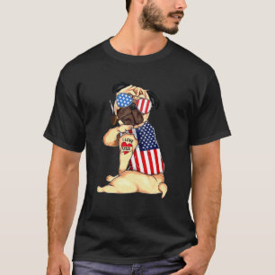 Pug 4th Of July I Love Usa Dog T-Shirt