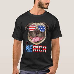 Pug 4Th Of July Merica Men Women USA American Flag T-Shirt