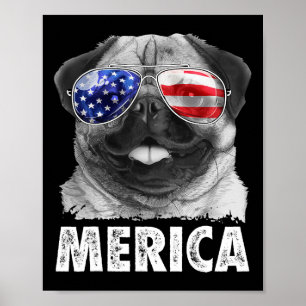 Pug 4th Of July Shirts Merica Men Women Usa Americ Poster