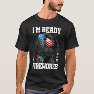 Pug 4th Of July Usa Flag Patriotic Black Pug Fire T-Shirt