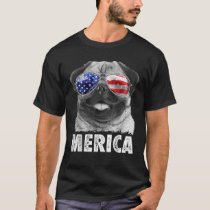 Pug 4th of Julys Merica Men Women USA American Fla T-Shirt