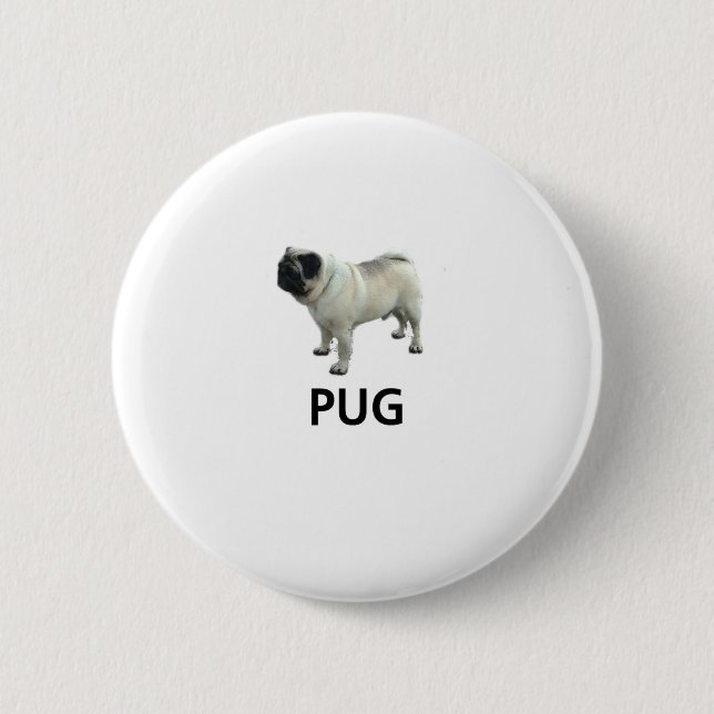 Pug 6 Cm Round Badge (Front)