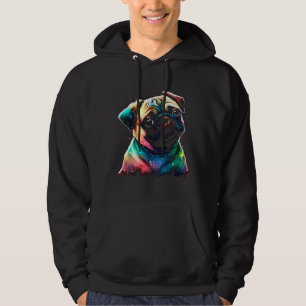 Pug 80s Sunset Vintage Retro Style Hoodie